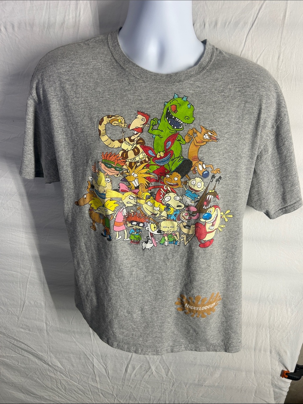 Vintage Nickelodeon Multi-Character Graphic Grey Tee